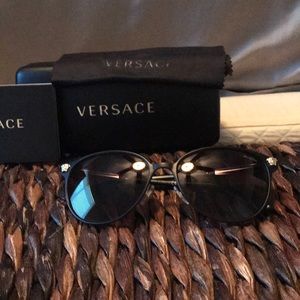 Versace polarized sunglasses in black and gold